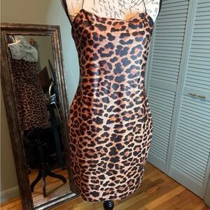 Leopard Print Satin Mini Dress
